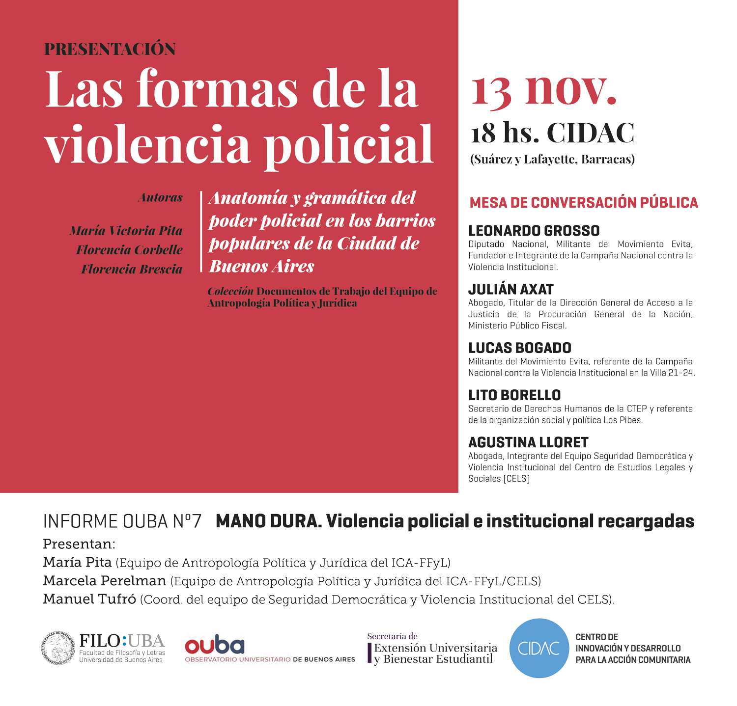 Presentación del Documento Las formas de la violencia policial